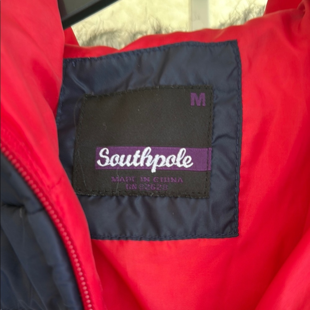 South Pole Red and Navy Jacket‎ with Faux Fur Trim - Picture 2 of 4
